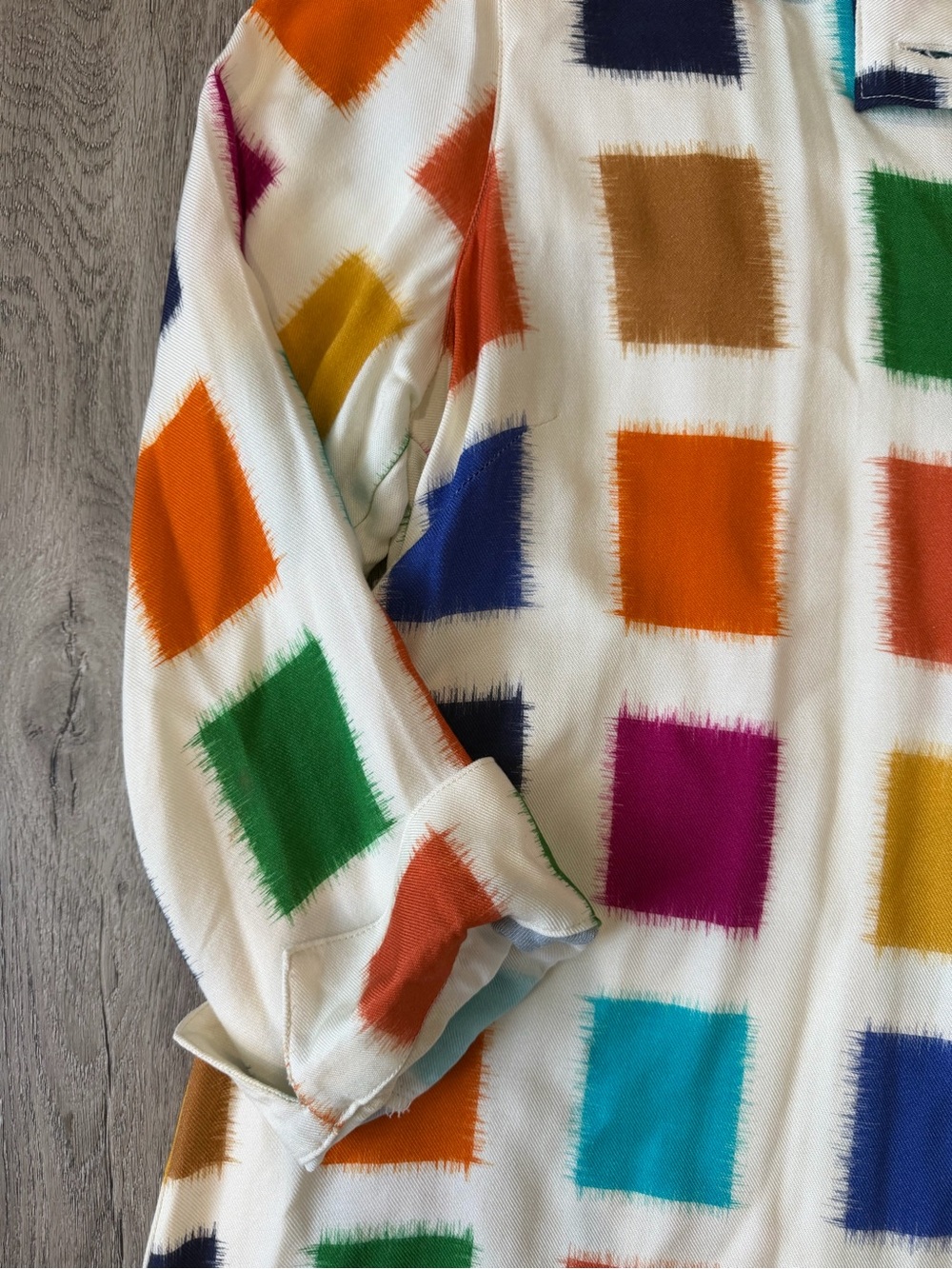 a la carte White Tunic with Multicolor Square Print - Picture 5 of 10